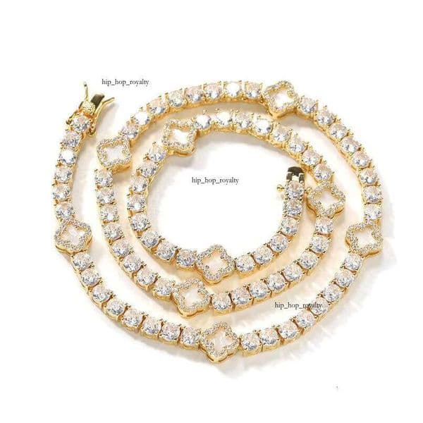 Fashion Geometric Women's Hypoallergenic Brass 925 VVS Moissanite 4mm Gold/Silver Plated Clover Chain Necklace