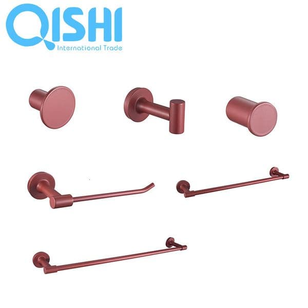 Cinnabar red Bathroom Hardware Kit - Towel Rack Tissue Holder Soap Dish Coat Hooks for Bathroom Decor
