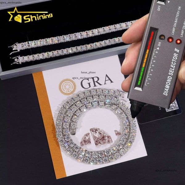 2026 RTS Factory Price Hip Hop 925 Sterling Silver 5mm 6.5mm VVS Diamond Necklace Fully Iced Out Moissanite GRA Tennis Chain 28