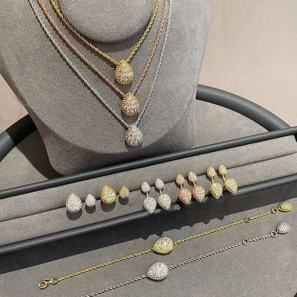 High quality classic water drop Twists chain necklace earrings bracelet ring exquisite diamond wedding engagement jewelry sets