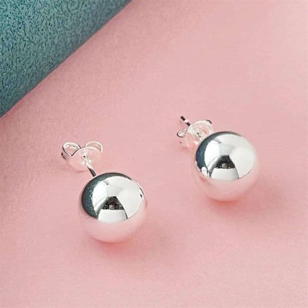925 Sterling Silver classic 6MM 8MM 10MM beads studs Earrings for Women Fashion Christmas gifts Street all-match party Jewelry
