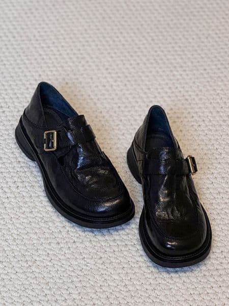 Designer Dress Shoes Thick Sole Chunky Heel Women Shoes Fashion Belt Buckle Ladies Pumps Outdoor New Casual Oxfords Breathable Sewing Walking Shoe