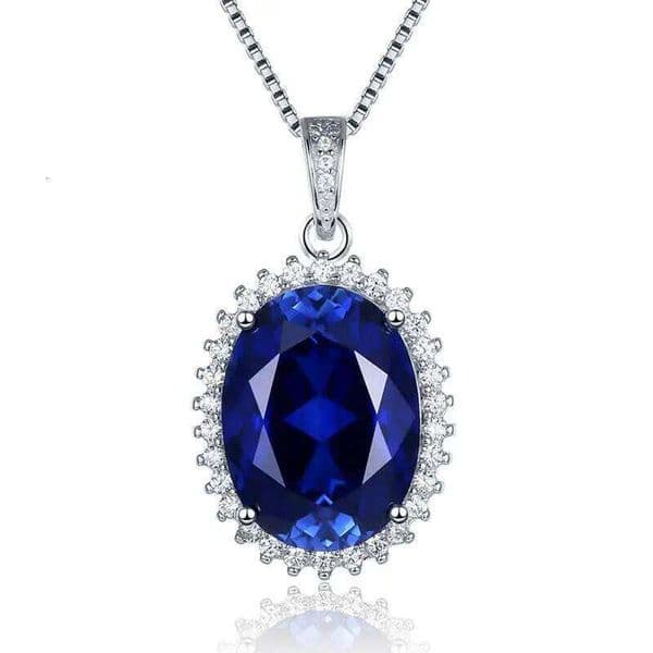 Luxury inlay Diamond Oval Tanzanite Blue Gemstone Necklace Pendant Classic Simple Glossy Clavicle Chain Wedding Jewelry