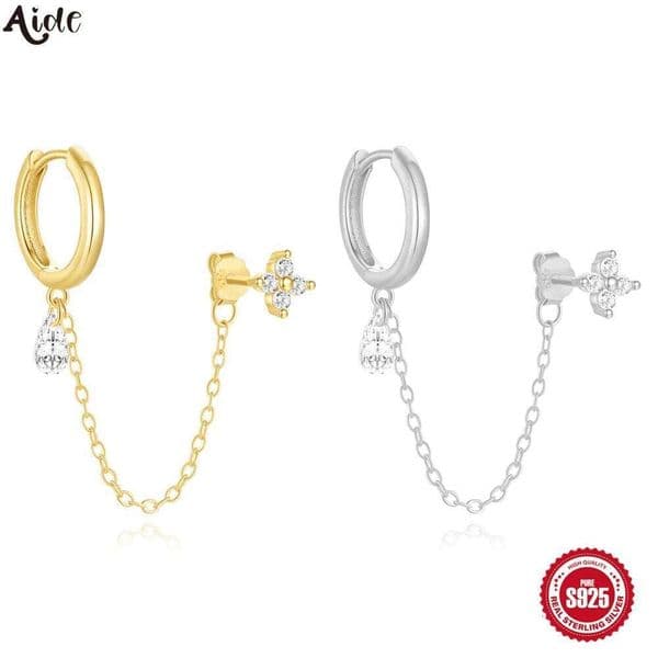 Aide Gold Earrings Set Women 925 Silver Huggie Hoop Stack Zircon Earring for Multiple Piercing Hypoallergenic Jewelry