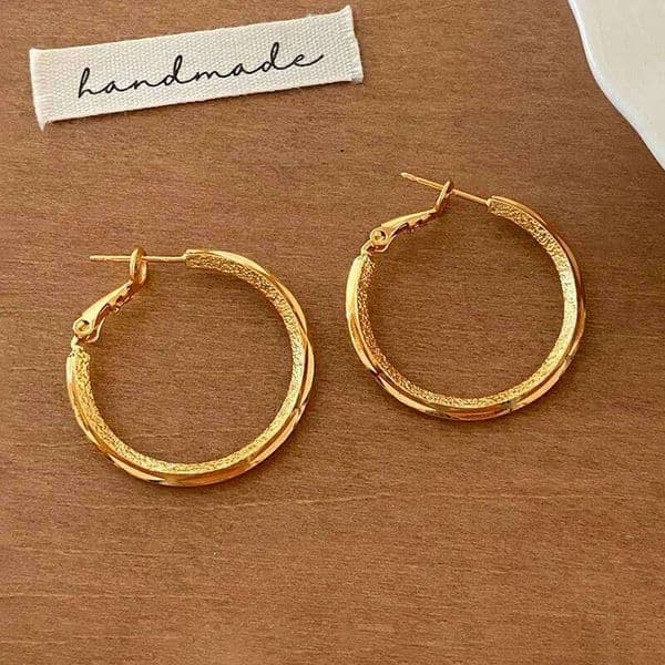 Real 925 Sterling Silver 18K Gold Minimalist Round Hoop Earring for Women Classic Fine Jewelry Light Luxury Accessories