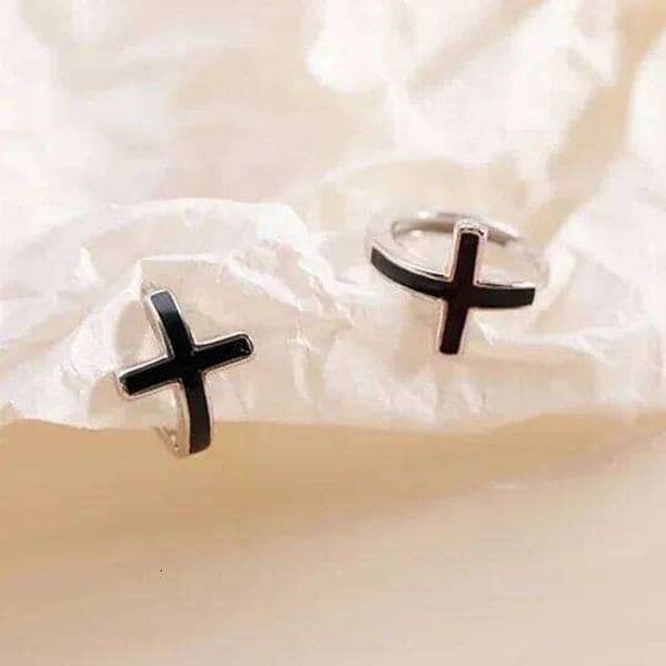 Real 925 Sterling Silver Minimalist Enamel Cross Hoop Earrings for Women Personality Fine Jewelry Mini Trendy Accessories