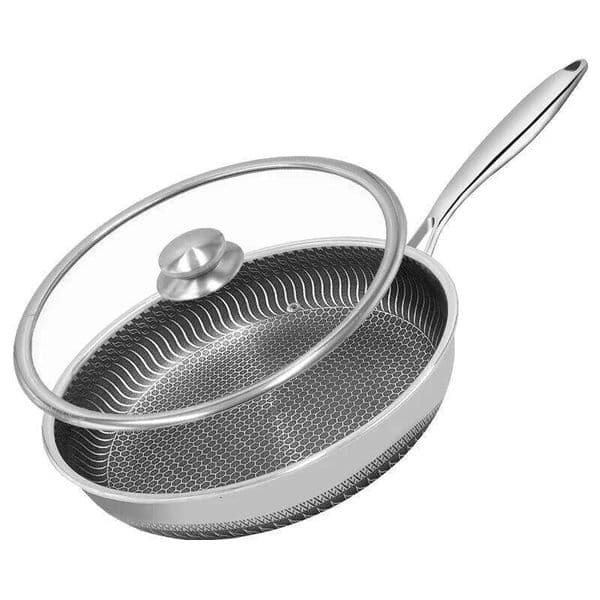 Nonstick Skillet 316 Stainless Steel Frying WIth Lid Non-toxic Chef's Pan Skillets Compatible with All Cooktops 26H0104