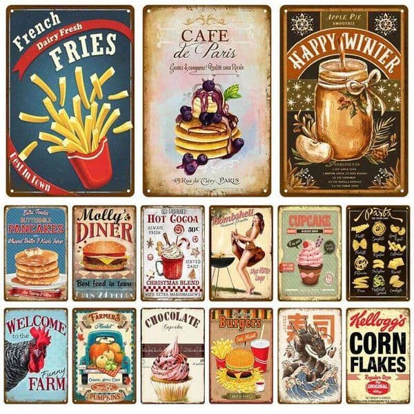 Vintage Posters Plaque Painting Art Decor Accessories Retro Diner Tin Poster Metal Sign Decorative Wall Plate Kitchen 26T0104 26T0104