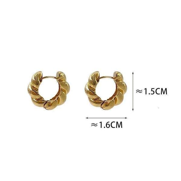 Real 925 Sterling Silver Minimalist 14K Gold Twisted Round Hoop Earrings for Women Classic Fine Jewelry Geometric Accessories