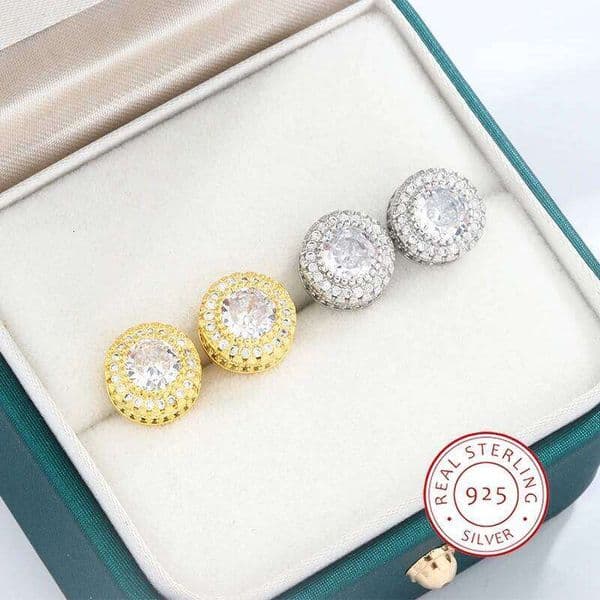 European and American Hip Hop Round Zircon Micro-studded with Diamond Earrings Creative Shiny Jewelry Anniversary Gift