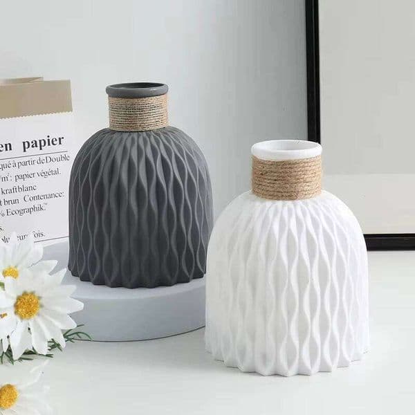 1/2Pcs Water Ripple Vase Rope Plastic Flower Pot Arrangement Modern Nordic Style Home Living Room Desktop Decoration Ornament X260104