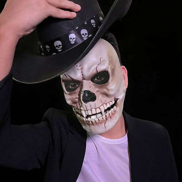 1pcs Moving Mouth Skull Mask Movable Scary Horror Character Props Halloween Holiday Party Masquerade Decoration 26T0104
