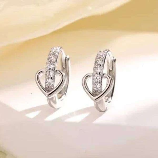 Real 925 Sterling Silver Zircon Heart Star Cross Hoop Earrings for Women Mini Cute Fine Jewelry Minimalist Accessories