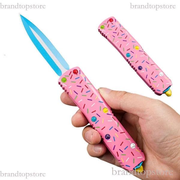 6Models Pink 204P Knife 3.34 D2 Plain Blade, Aviation Aluminum Handles