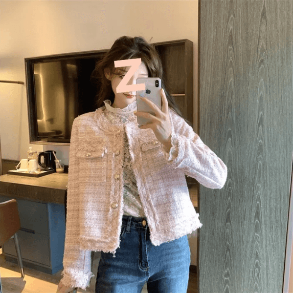 Designer Clothing French socialite tweed short coat for women 2026 Autumn/Winter New Style Slim and Elegant carded top for women free shipping