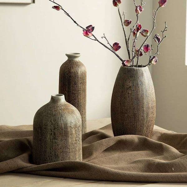 Chinese Vase Round Ceramic Pottery Flower pot Home Living Room Accessories Indoor Office Desktop Decoration Gift X260104