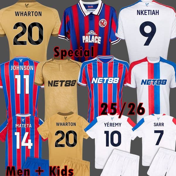 25 26 Crystals Palaces Soccer Jersey YEREMY JOHNSON Football Jersey LERMA WHARTON JOHNSON CPFC 2025 2026 NKETIAH MATETA Men PALACEs kids Special Crystals 3XL 4XL