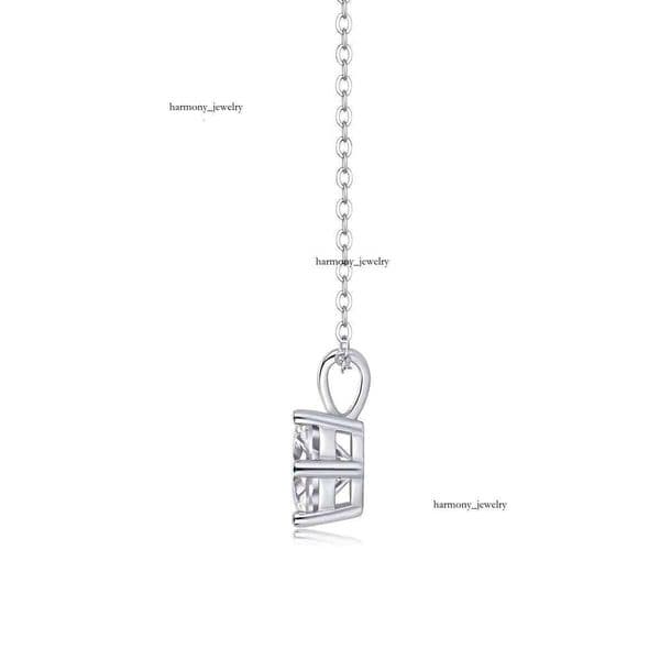 Silicon Stone Sterling Sier Six 14K Prong Set Classic Jewelry Gift Pendant Necklace