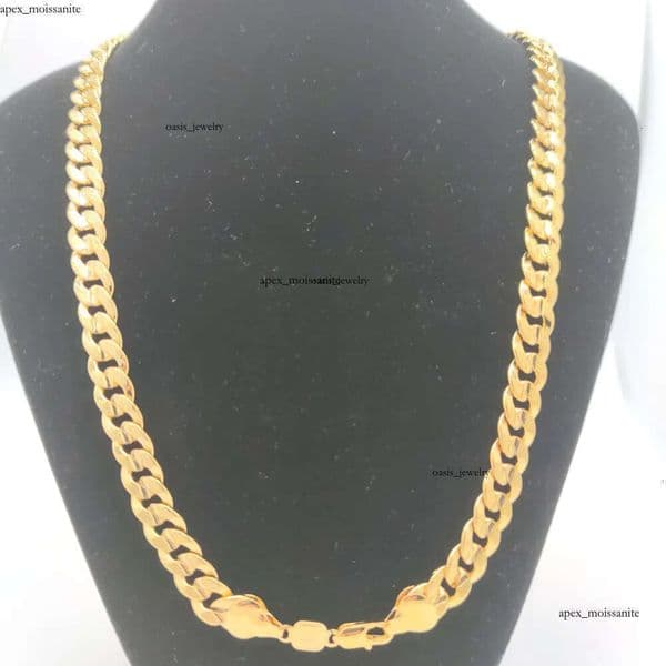 Handmade Dubai Men's Cuban Link Chain Necklace 18K In 18 k Stamped Gold Filled Pave Curb 12