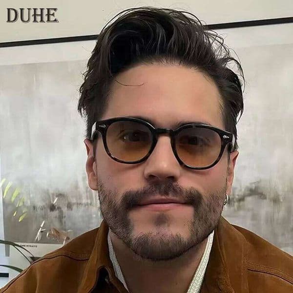 DUHE Retro Rivet Round Men's New Fashion Brand Small Frame Outdoor Women's Blue Yellow Driving Sunglasses X260104