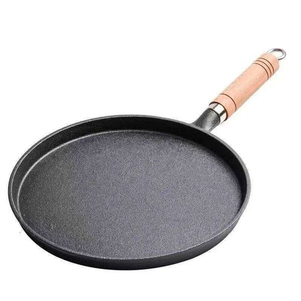 26H0103 20/23/26cm Cast Iron Flat Household Uncoated Pancake Pan, Hand-held Non-stick Pancake, Kitchen Baking Tool 26H0104