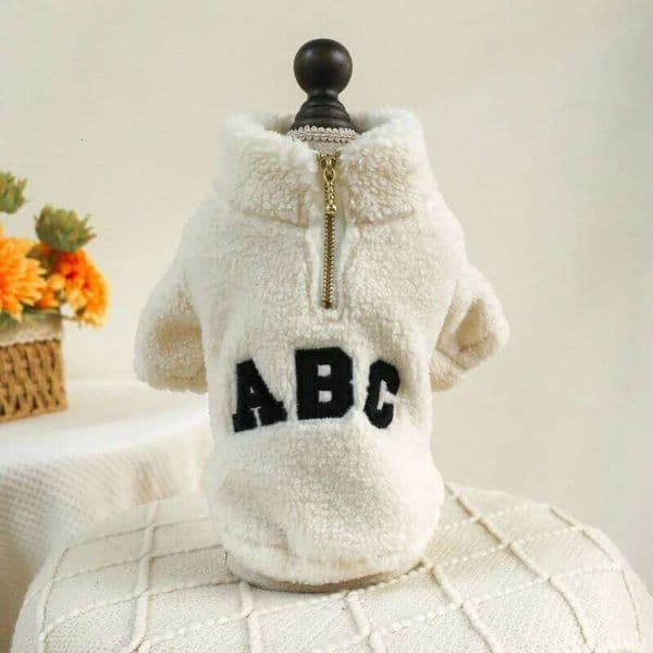 New Warm ABC Zipper for Autumn Winter Pet Circle and Cat Clothes Outdoor Dog Walking Outfit Cute Minimalist Style 26L0104