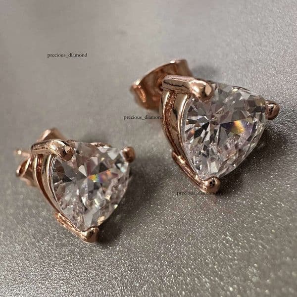 VVS Moissanite UWIN 5A CZ Heart-shaped Big GRA Stone Stud Earrings Christmas Valentine's Day Gift Jewelry