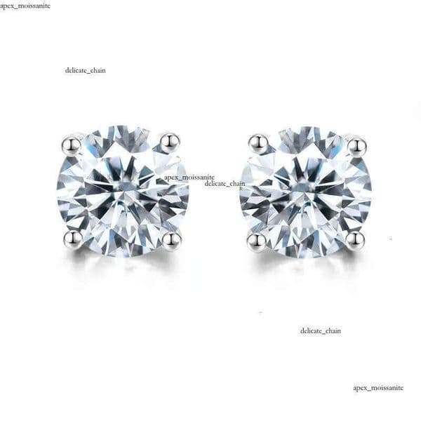 Pass Diamond Tester Vvs1 D Color Moissanite Designer For Women 14K Solid 925 Sterling Silver 4 Prong Stud Earrings Gold Plated Screw Back Mens Jewelry Woman Gift e2