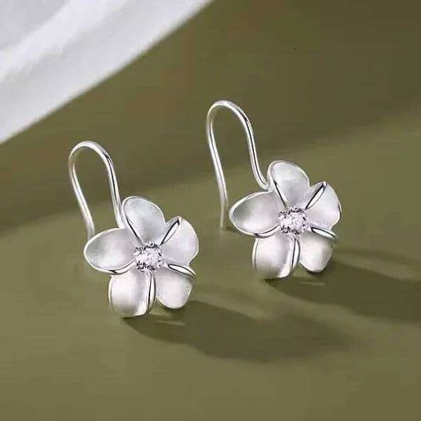Real 925 Sterling Silver Zircon Flower Stud Earrings for Women Minimalist Cute Fine Jewelry Plant Light Luxury Accessories