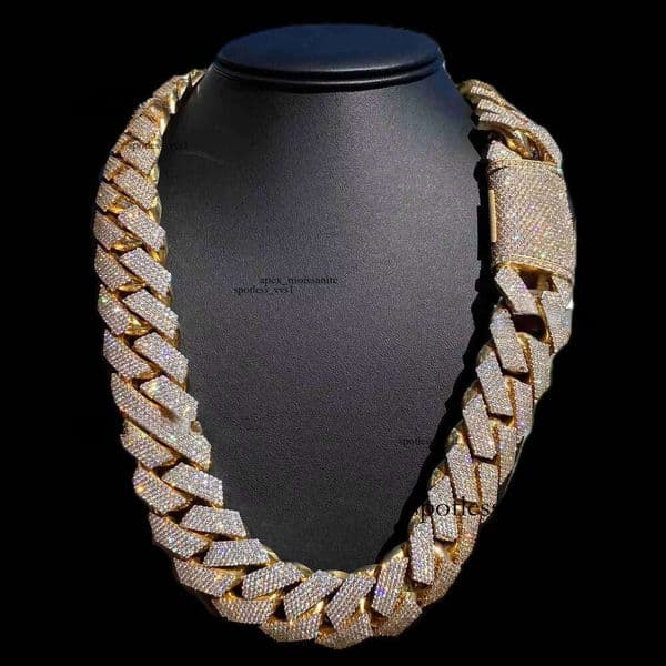 Custom 550 GRA grams Sier Cuban Link Chain Big Rappers Hip Hop Style with Moissanite GRA Dias Yellow Gold Material for Gift