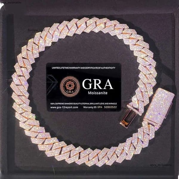 Bracelet Designer Jewelry Cuban k 14K High Quality 3 Rows VVS Moissanite Dia Chain White Rose Gold Plated Hip-hop Chains for Men Necklace 93