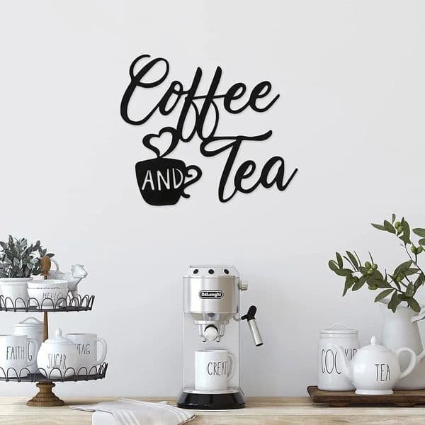 Metal Hanging Wall Art Coffee And Tea Bar Sign Coffee Sign Cafe Farmhouse Kitchen Wall Decor Wall decor metal wall hanging 251230