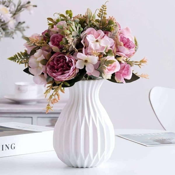 1pcs Nordic Imitation Ceramic Plastic Flower Vase Living Room Desktop Decoration Wedding Centerpiece Arrangement X260104