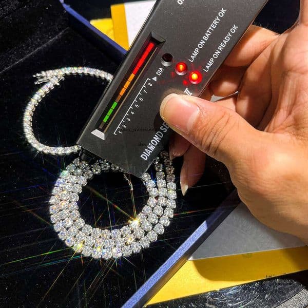 18K bracelet tennis Hip Hop necklace fashion Jewelry Pass Diamond Tester 4mm -5mm vvs moissanite 14K iced out cuban chain for men women ee