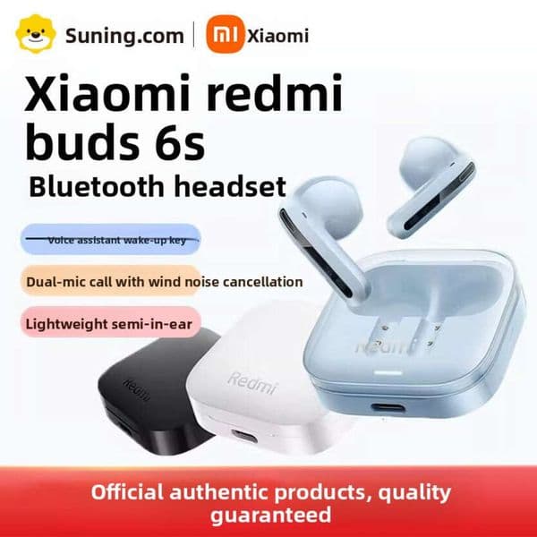 XIAOMI earphones Redmibuds6 Wireless Bluetooth Earbuds Semi-In-Ear Long Battery Life Call Noise Cancelling Sports Gaming Y847
