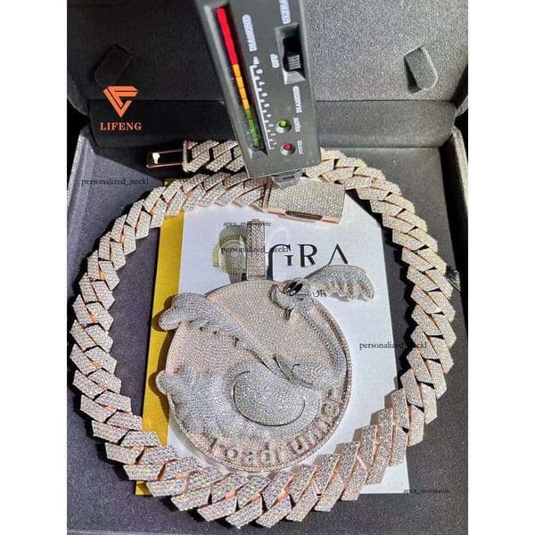 Customized Pendant 14K Iced Out Vvs Moissanite Miami Cuban k Chain 18K Men Necklace Hip Hop