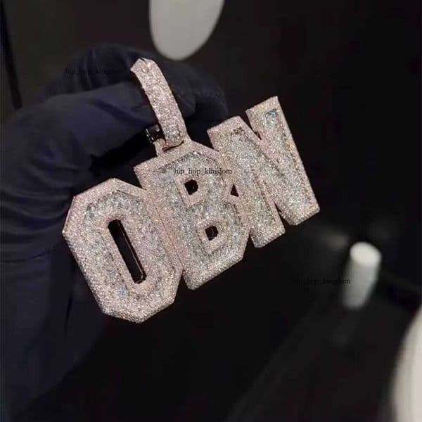 Custom Personalized Design GRA Front Letter Pendant Iced VVS Silicon Stone Moissanite Sterling Silver Trendy Hip Hop Pearlescent Jewelry