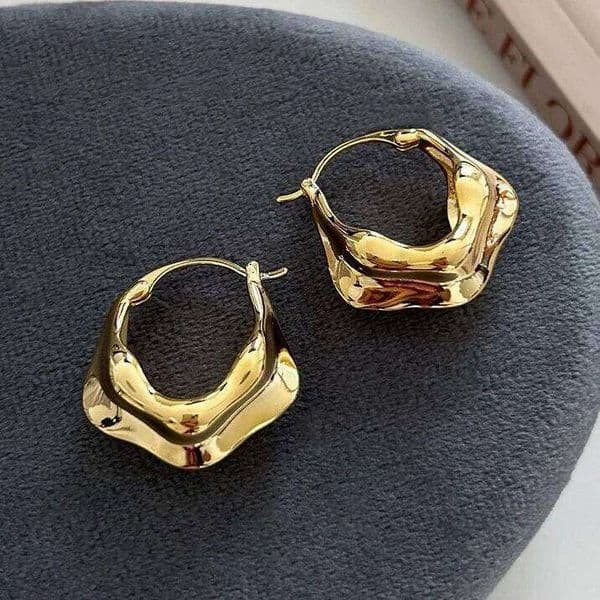 Real 925 Sterling Silver Minimalist Irregular Geometric Hoop Earrings for Women Exaggerated Vintage Fine Jewelry Accessories