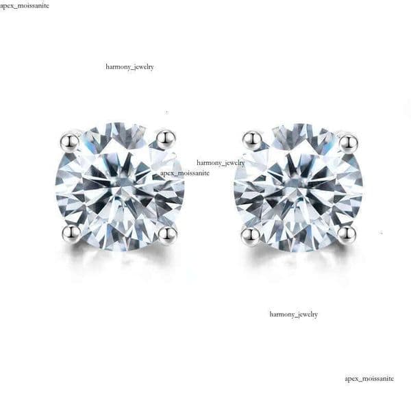 Pass Diamond Tester Vvs1 D Color Moissanite Designer For Women 14K Solid 925 Sterling Silver 4 Prong Stud Earrings Gold Plated Screw Back Mens Jewelry Woman Gift e2