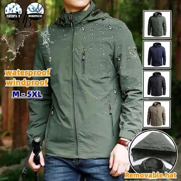 Spring Men Outdoor Waterproof Jacket Plus Size Windbreaker Rain Coat Breathable Fishing Camping Tactical Jackets Male Clothing 260104