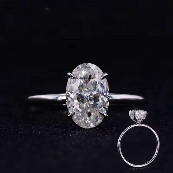 VVS Moissanite Starsgem Wedding Oval Cut Carbonite Ring 14k Gold Plated Jewelry