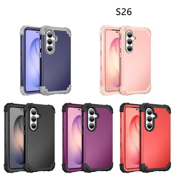 S26 Edge 3IN1 Dual Security Cases For Samsung S25 Plus S24 A16 A35 A55 A15 A54 A24 A14 S23 Ultra Note 20 Front Back Anti fall Hard PC Soft TPU Hybrid Layer