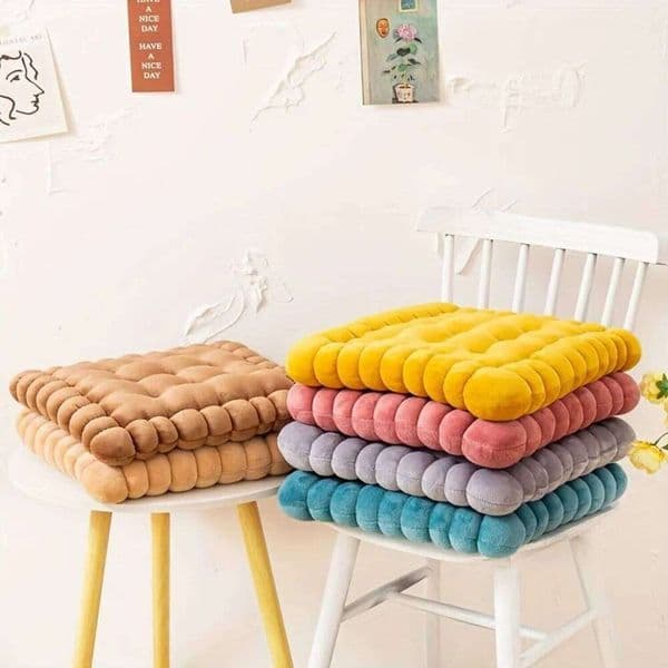1pc Biscuit Design Chair Seat Cushion, Practical Long Sitting, For Office Decor 26N0105
