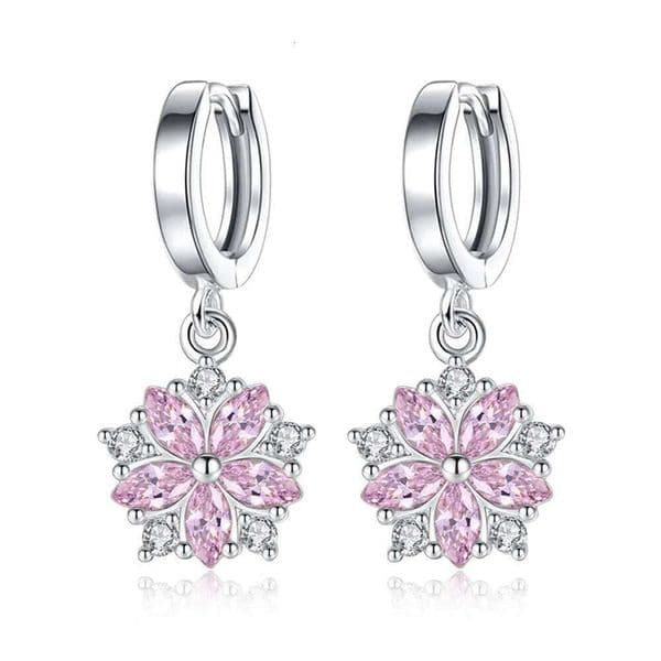 925 Sterling Silver Flower Shape Zircons Earrings Ladies Fashion Simple Birthday Party Wedding Anniversary Jewelry Gift de61a