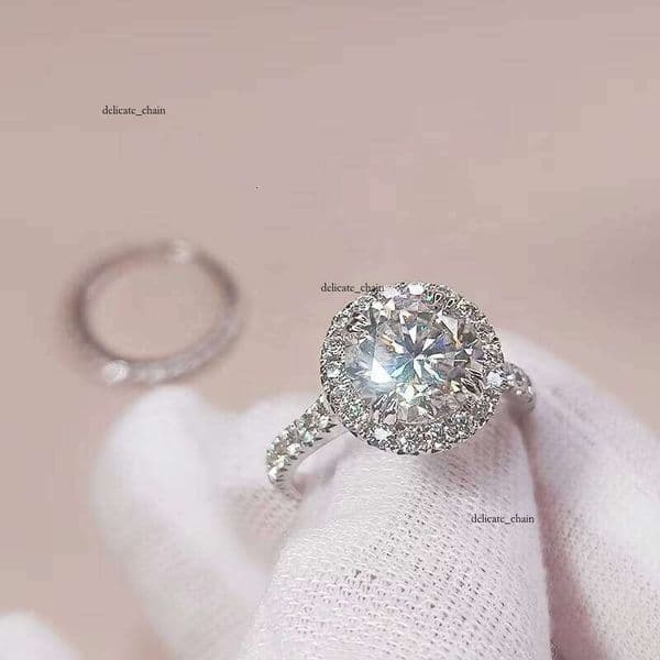 VVS Moissanite Premium Jewelry 14k Pure White Gold 14K Round Brilliant Cut VVS1 3ct Semi-Eternal Wedding Bridal Engagement Hui Stone Ring Set