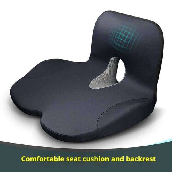 L-Shaped Integrated Office Chair Memory Foam Seat Cushion Anti-Slip Bottom Pressure-Reducing Hip Waist Support 26N0105