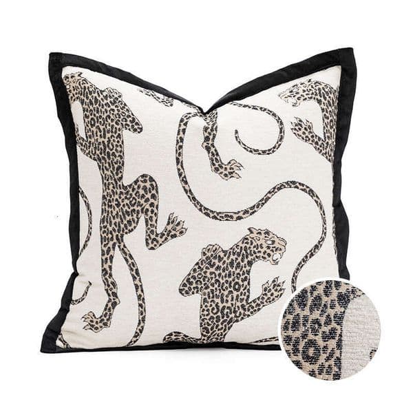 Modern Minimalist Black And White Pillowcase For Living Sofa, High-End Backrest, Model Room Leopard Jacquard Cushion Without Pillow Core B2