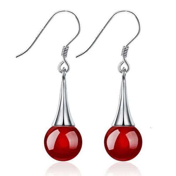 925 Sterling Silver Black and Red Agate Earrings Ladies Fashion Simple Birthday Party Wedding Anniversary Jewelry Gift