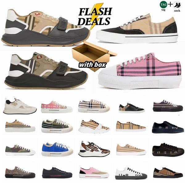 With box 2026 designer dress shoes Vintage Ramsey Check sneakers Regis Cotton Suede Leather sneaker mens Archive Beige Birch Brown Soft Blue Chalkf trainers