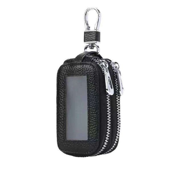 Cowhide Genuine Leather Double-Layer Case Secure Waist Hanging Car Key Storage - Stylish Mini Bag for Interior Accessories